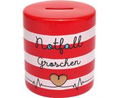 GRUSS & CO 46648 Tirelire en Forme de cÅur avec Effet 3D DorÃ©/Rouge/Blanc Hauteur 10 cm DiamÃ¨tre 9 cm