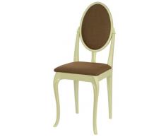 High Street Design Lot de 4 chaises de salle à manger Crème avec pieds Cabriole et Espresso Tissu Coussins