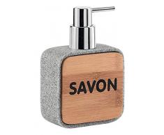 Gedy Nora Distributeur de Savon, résine/Bambou, Gris, 9,7 x 9,7 x 47,5 cm