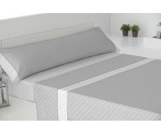 Todomueble Londres 135Â Gamanatura Parure de lit composÃ© par Drap, Drap Plat et taie doreiller, algodÃ³n-poliÃ©ster, 38Â x 28Â x 4Â cm 38x28x4 cm Gris
