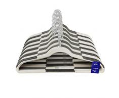 JVL Gamme Premium Plastique Gain de Place antidérapant cintres, Lot de 100, Gris et Blanc, Taille Unique