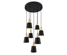 Homemania Suspension Petra Lustre de Plafond Noir Or Métal 45 x 45 x 120 cm 7 x max 40 W E27