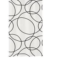 Kleine Wolke Textilgesellschaft Rings, Rideau de Douche, 180x200 cm, Noir/Blanc, Polyester, 200x180x2 cm