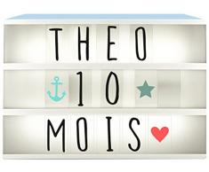 TOM ET ZOE PU2019B/WEB Boite Lumineuse à Message A4 + 85 Lettres ABS + PVC Bleu 30, 20 x 5, 60 x 22, 30 cm