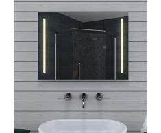 Lux-aqua Design Miroir de Salle de Bains avec lumière Chaud/Froid â 80 x 60 cm