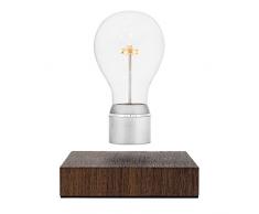FLYTE Manhattan - Lampe de Table Ã Ampoule LED en LÃ©vitation Originale et Authentique DÃ©fiant la GravitÃ© avec un Socle en Bois Noyer et un Culot en Chrome [Classe EnergÃ©tique B]