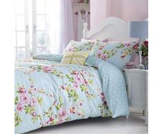 Catherine Lansfield Canterbury Bleu Coton Housse de Couette pour lit Simple