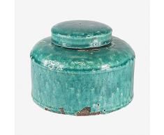 Better & Best Bocal Bas Grand, Bleu, craquelé (1076), Dimensions 20 x 20 x 14 cm, matériau : Terre Cuite