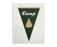 Le Stupell Home Decor Collection Camp Fanion Tissu Collage Vert Plaque Murale Art, Bois, Multicolore, 25.4Â x 64.52Â x 38.1Â cm