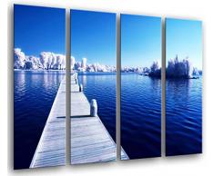 Tableau Moderne Photographique, Impression sur bois, Passerelle sur le lac de glace, 131 x 62 cm, ref. 26440