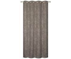 HomeMaison Rideau Velours Effet CraquelÃ©, Polyester, Taupe, 240x140 cm
