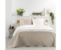 douceur dintÃ©rieur MEYLINE COUVRE LIT 2 PERSONNES MATELASSE +2 HOUSSES DE COUSSIN 60X60, Lin, 220 x 240 CM