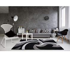 Serdim Rugs Tapis Moderne en polypropylÃ¨ne 100% frisÃ© Noir/Gris 120 x 170 cm