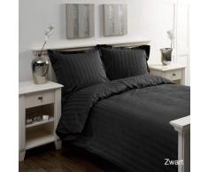 Papillon Satin Strif Housse de Couette Noir, Coton 140 x 200/220 cm