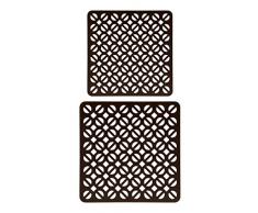 Wunschleder-Home 04A00718-00-Marron/17 + 20 cm Lot de 2 dessous de plat en cuir véritable