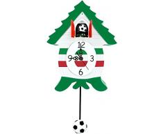 Gift Company ComplÃ©ments dameublement Horloge Coucou Football Italie, Plastique, Blanc/Rouge/Vert, 24Â x 10Â x 30Â CM