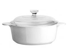 Corningware Cocotte Ronde en Verre Pyroceram Dimensions 1,25Â L, Blanc