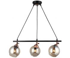 Homemania 1433-74-03-L Suspension Serre Lustre Suspension LumiÃ¨re Noir Cuivre MÃ©tal Verre 15 x 60 x 90 cm