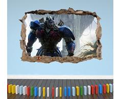 Wall Decor 247 Transformers Optimus Prime 3D Kids Breakout Sticker Mural Motif Grand Paysage 70 cm x 50 cm