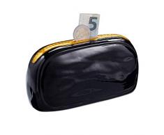 Relaxdays 10023750 Tirelire en céramique, Noir/Or, 8x16x6cm