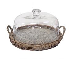 Better & Best Cloche à Fromage, Osier et Verre, Taupe, 30 x 30 x 17 cm