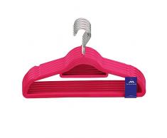 JVL Simple Gamme Toucher Velours Mince économiser de lespace antidérapant cintres Lot de 50, recyclé, Plastique ABS, Nylon, Zinc, Rose, 41.5 x 0.5 x 22.5 cm
