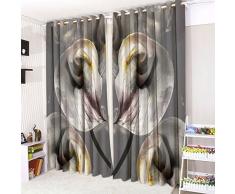 CUSHIONMANIA Oeillets Åillets 3D Rideaux 16Â Populaire Designs. (132,1Â cm de Large x 182,9Â cm de Hauteur, Lily Gris)