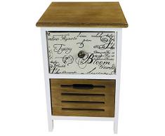 Geko Table dappoint en Bois avec 2 tiroirs 47 cm, Blanc, Marron, Taille Unique