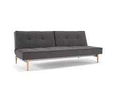 INNOVATION LIVING Canape SPLITBACK Styletto Flashtex_Dark Grey convertible lit 115*200 cm piétement chêne