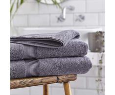 Silentnight Zero Zéro torsion, 100% coton, 550 grammes par mètre carré, Serviette de bain, Gris (Charcoal), Lot de 2