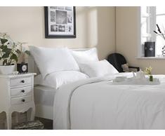 Lancashire Textiles Drap Plat en Lin Blanc de qualitÃ© supÃ©rieure - 100% Coton - Facile dentretien - Motif 20 sergÃ©s - Blanc - King Size