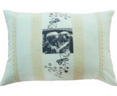 My flair 24.17RA romantik coussin 30 x 45 x 14 cm, 50 % coton 50 % polyester beige/motifs noirs