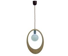 GALLIS 0991080031 Wood Oval Suspension, Bois, 60 W, Marron, 10cm