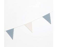 Mopec A141.03 Guirlande Drapeau Tissu 12 x 16 cm Ivoire et Bleu Points 180 cm Multicolore Taille Unique