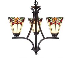 Lumilamp 5LL-5967 Suspension Art Deco Tiffany Style Multicolore Ã 44 x 50 cm Verre dÃ©coratif Style Tiffany