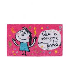 laroom Paillasson Motif Qui è Sempre una Festa, Jute and antidérapant, Rose, 40 x 70 x 1,8 cm