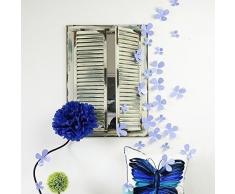 Walplus Lavande 3D Fleurs Autocollant Mural Amovible Autocollant Art Mural Décalques Vinyle Maison Décoration DIY Vivant Chambre Bureau Décoration Papier Peint Chambre DEnfants Cadeau,9 X 9 CM