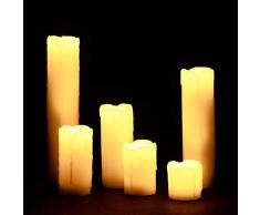 Relaxdays Bougie à LED lot de 6, en cire véritable sans flamme bougie électrique à piles diamètre 5 cm, crème