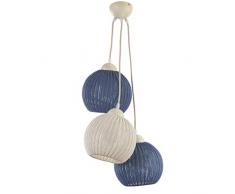 ONLI Lampe à suspension 3 lumières Crème/bleu