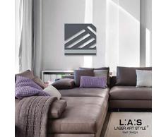 L:A : S Laser Art Style Tableau Abstrait Moderne pour Salon, Bois, Anthracite/Gris lumière, 60 x 60 cm
