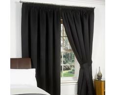 Just Contempo Rideaux plissés occultants, Noir, 167,6 x 137,2 cm, Polyester, Noir, 90 x 90 inches
