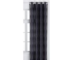 Home Maison 09349-8-AL Rideaux Jacquard avec Oeillets Ronds Noir/Argent 140 x 260 cm