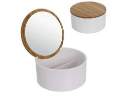 Dcasa Boîte à Bijoux Ronde avec Miroir Organisateur de Bijoux pour Armoire Rangement de décoration Festival Articles pour la Maison Unisexe Adulte, Multicolore (Multicolore), Unique