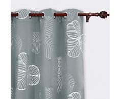 Deconovo Rideaux Occultants Chambre Argente Motif Anti Chaleur Froid Thermique Fenêtre pour Salon 2 Pcs, Gris Clair, 117x229cm