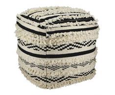 Pirouette Paris - Pouf CarrÃ© en Coton Macrame Naturel/Noir Ã 45 x 45 x 45 cm