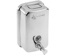 PrimeMatik Distributeur de Savon Mural en Acier Inoxydable pour Salle de Bain, Cuisine, Salle de Gym, Bureau (KS030)