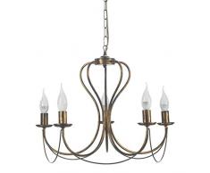 ONLI - lustre 5 bras en mÃ©tal marron avec nuances dorÃ©es