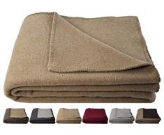 STTS International Couverture Chaude en Laine Douce Selva Beige/Sable Marron Clair 140 x 200 cm