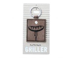 Gruss & Co 46371 Pendentif en Cuir synthétique pour Barbecue Longueur env. Porte-clés en métal Gris de 9,3 cm Environ