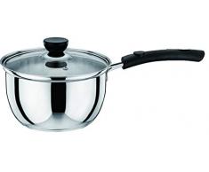 Bo Time Casserole en Inox Haute Qualité avec Couvercle en Verre Trempé Disponible en 16/18/20cm - 18c - Diamtre : 18cm